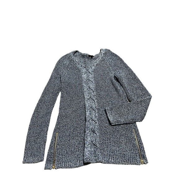 Talbots Sweater Womens XS VNeck Pullover Cable Knit blue Cotton Side Zip Hems - Picture 1 of 6